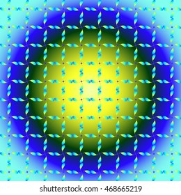 Yellow-blue interpretation of clover. Clover on a yellow background for the convex pattern