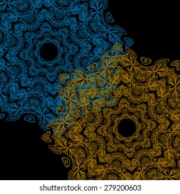 yellow-blue lace pattern