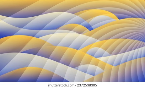 Yellow-blue wavy striped wallpaper. An excellent background for designing pages on social networks, posters, presentations, outdoor advertising and your other projects. Vector.