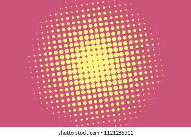 Yellow-bordo halftone modern light art. Gradient blurred pattern with raster effect, dots, circles. Futuristic background. Abstract creative graphic template. Business style design. Vector