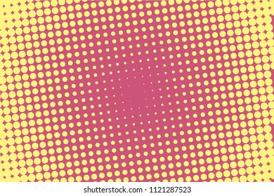 Yellow-bordo halftone modern light art. Gradient blurred pattern with raster effect, dots, circles. Futuristic background. Abstract creative graphic template. Business style design. Vector