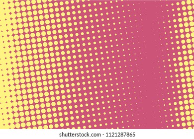Yellow-bordo halftone modern light art. Gradient blurred pattern with raster effect, dots, circles. Futuristic background. Abstract creative graphic template. Business style design. Vector