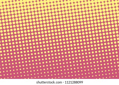 Yellow-bordo halftone modern light art. Gradient blurred pattern with raster effect, dots, circles. Futuristic background. Abstract creative graphic template. Business style design. Vector