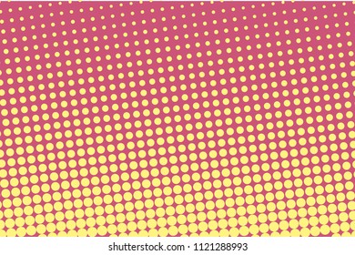 Yellow-bordo halftone modern light art. Gradient blurred pattern with raster effect, dots, circles. Futuristic background. Abstract creative graphic template. Business style design. Vector