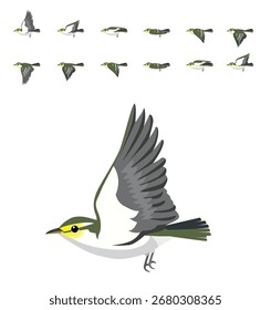 Vetor de desenhos animados de sequência de animação voadora com manchas amarelas