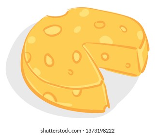 A yellow-colored round cheese is all times mouse favorite food vector color drawing or illustration 