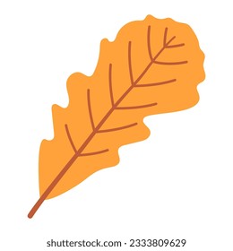 gelbliche Herbsteiche, handgezeichnet Skizze. Flacher Stil. Vektorgrafik.