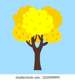 yellowed tree on a blue background