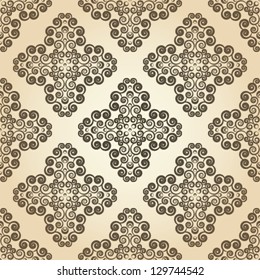 Yellowed wallpaper seamless texture with lace ornaments.eps 10.