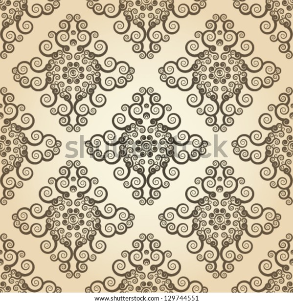 Yellowed Wallpaper Seamless Texture Lace Ornaments Stock Vector ...