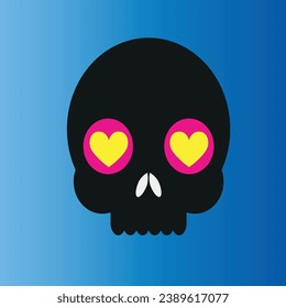yellow-eyed black skeleton in love