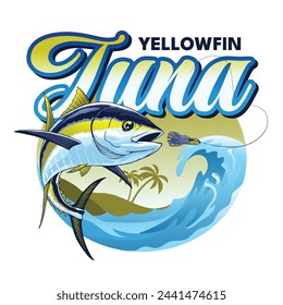 Yellowfin Tuna Catching the Bait Vintage