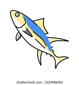 yellowfin tuna color icon vector. yellowfin tuna sign. isolated symbol illustration