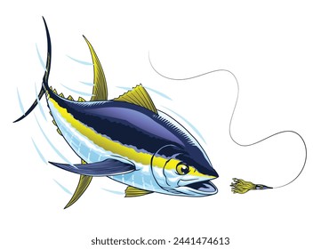 Yellowfin Tuna Fish in Fast Motion Catching the Bait