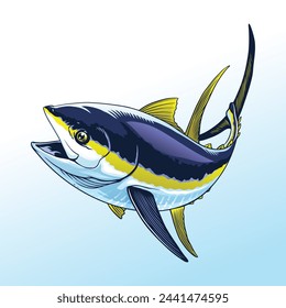 Yellowfin Tuna Fish Swimming Underwater