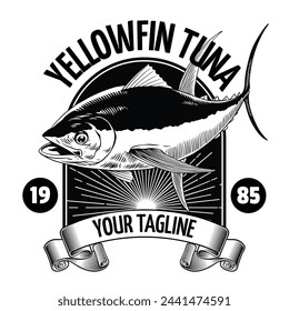Yellowfin Tuna Fish T-Shirt Design Illustration