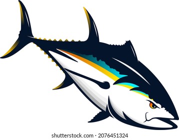 YELLOWFIN TUNA FISH VECTOR FOR FISHING AND OUTDOOR LOGO COMPANY