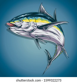 Yellowfin Tuna Fish Vector Illustration