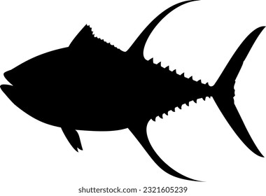 Yellowfin tuna silhouette. Black and white silhouette