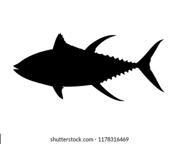 Yellowfin tuna silhouette. Vector illustration.