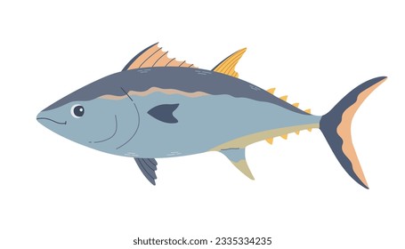 Yellowfin tuna. Vector illustration cartoon flat icon isolated on white.