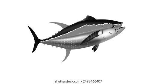Yellowfin vector black, Tuna fish vector illustration. Tuna fishing, game fishing logo. fish vector.