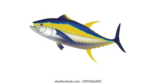 Yellowfin vector, Tuna fish vector illustration. Tuna fishing, game fishing logo. fish vector.