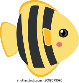 Yellowfish with black stripes and white background.