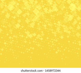 Yellow-gold background with rhombuses of different size and transparency. Vector illustration. Popular geometric pattern