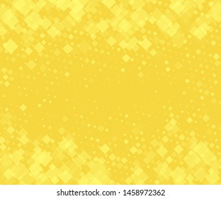 Yellow-gold background with rhombuses of different size and transparency. Vector illustration. Popular geometric pattern