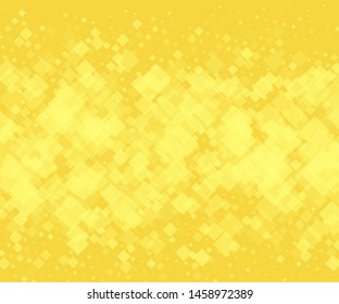 Yellow-gold background with rhombuses of different size and transparency. Vector illustration. Popular geometric pattern