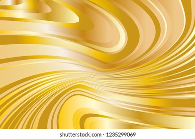 Yellow-golden gradient background. Minimal design. Gold texture. Abstract pattern with wave lines. Luxury colorful striped background. Geometric wavy backdrop. Vector illustration
