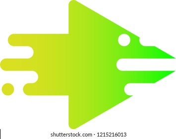 Yellow-green arrow in the form of an abstract bird