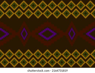 Yellow-green silk pattern on a brown background.