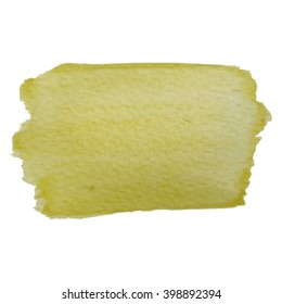 Yellow-green watercolor background with saved paper texture. Created with a wet brush. Detailed watercolor texture that could be used for banners, web and printing materials to make accent on a text