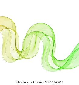 Yellow-green wave abstract wave. Curves on a white background. Design element