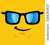 Yellowhead lego minifigure man with black summer glasses vector illustration