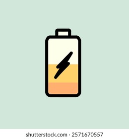 yellowish battery symbol vector design illustration, plain background.
