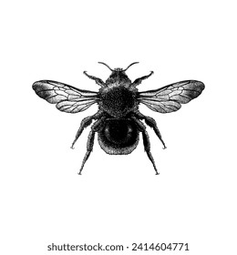 Yellowish Cuckoo Bumblebee hand drawing vector isolated on white background.