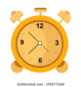 Yellow-orange alarm clock as an isolated object on a white background