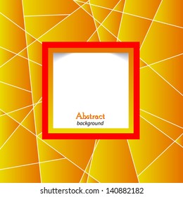 Yellow-orange background with geometric motifs and text banner