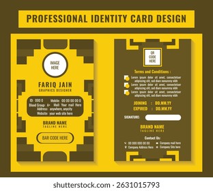 Yellow-Orange Corporate Business Id Card Design Project.
Two Sided  Elegant Employee Identity Card Design.
Editable Abstract Yellow Color Id Card.