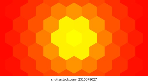 Yellow-orange gradient background at dusk, mosaic and hexagonal style 