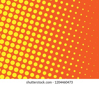 Yellow-orange halftone background. Digital gradient. Abstract backdrop with circles, point, dots. Dotted pattern. Futuristic panel Vector illustration