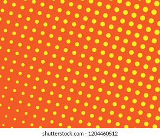 Yellow-orange halftone background. Digital gradient. Abstract backdrop with circles, point, dots. Dotted pattern. Futuristic panel Vector illustration