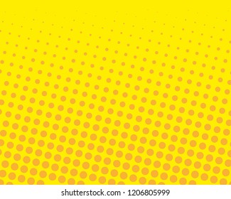 Yellow-orange halftone background. Digital gradient. Abstract backdrop with circles, point, dots. Dotted pattern. Futuristic panel Vector illustration