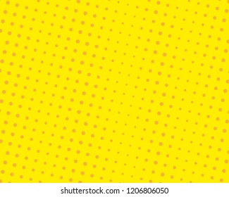 Yellow-orange halftone background. Digital gradient. Abstract backdrop with circles, point, dots. Dotted pattern. Futuristic panel Vector illustration