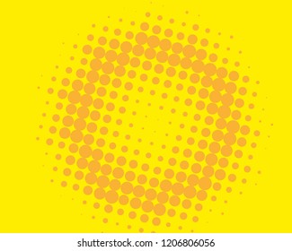Yellow-orange halftone background. Digital gradient. Abstract backdrop with circles, point, dots. Dotted pattern. Futuristic panel Vector illustration