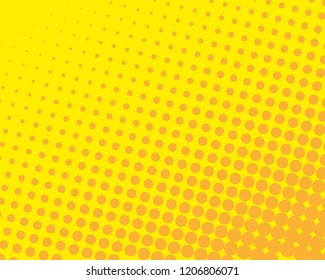 Yellow-orange halftone background. Digital gradient. Abstract backdrop with circles, point, dots. Dotted pattern. Futuristic panel Vector illustration 