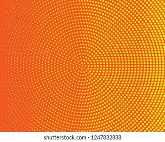 Yellow-orange Halftone background. Digital gradient. Dotted pattern with circles, dots, point large scale. Design element for web banners, posters, cards, wallpapers, sites, panels.